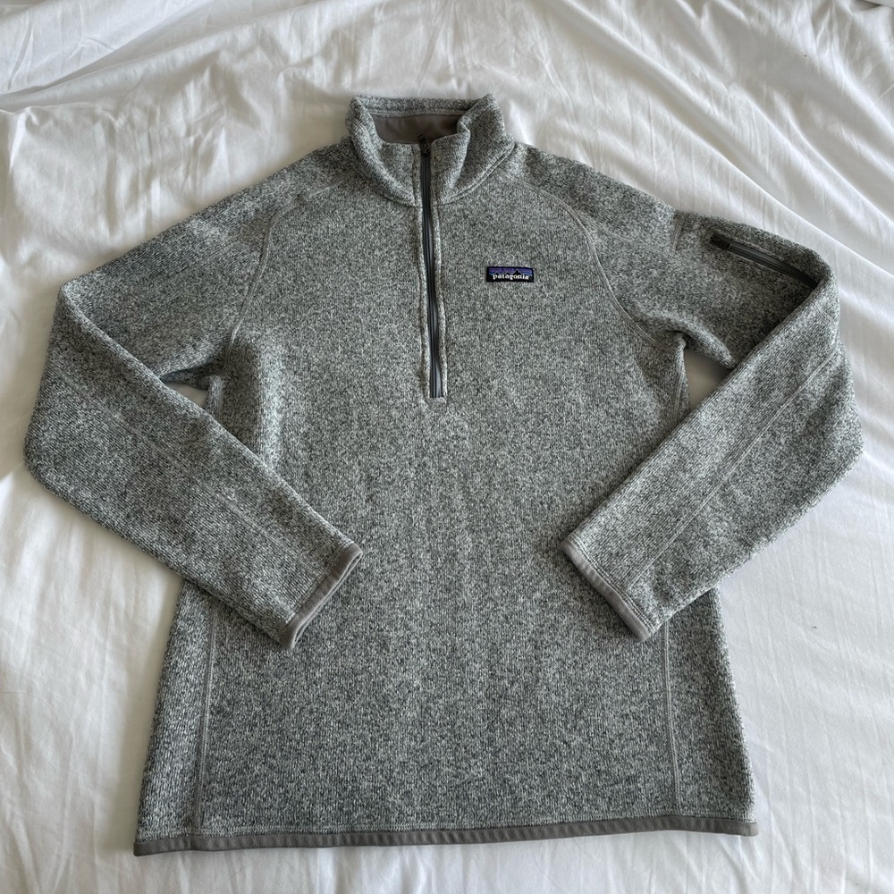 EUC Patagonia Better Sweater Women’s Quarter 1/4 Zip size Large Birch White